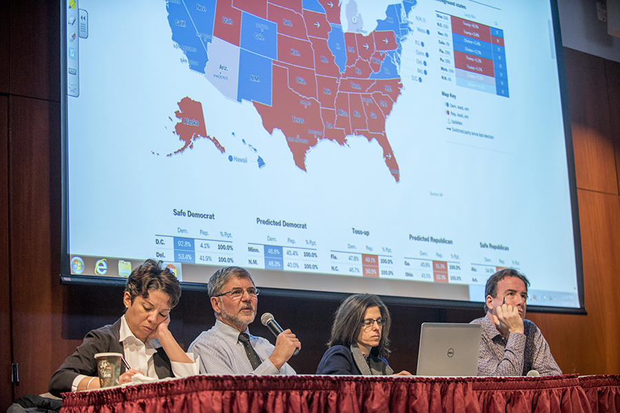 A panel of political science/public policy faculty discuss the results of the 2016 Presidential Election.
